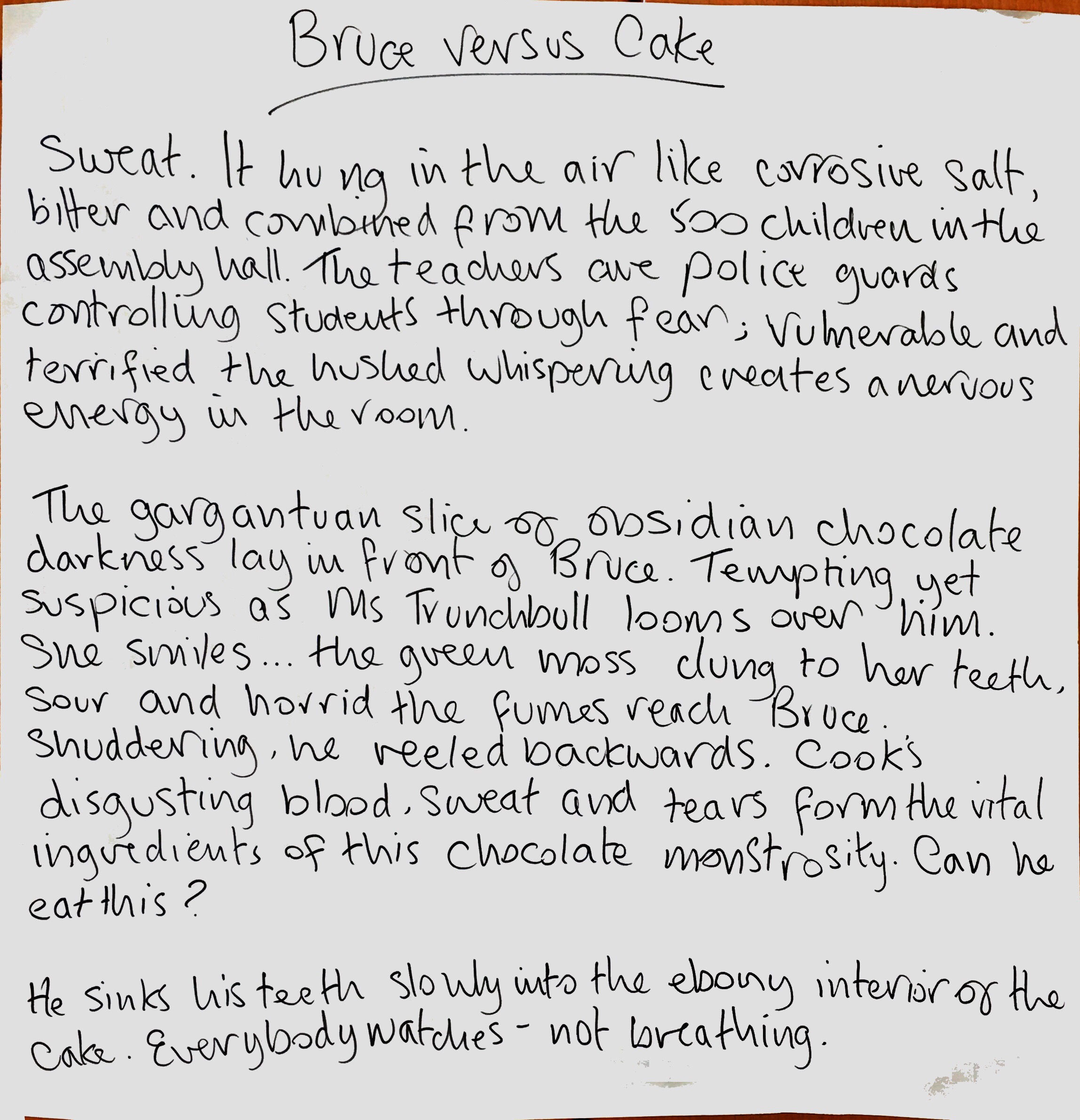Creative Writing - Bruce vs. Cake
